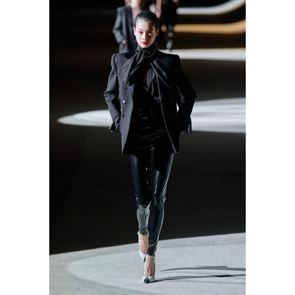 Saint Laurent Latex Leggings Size F36 US 4 Black - Picture 1 of 15